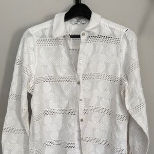 Foxcroft White Circle Pattern Blouse